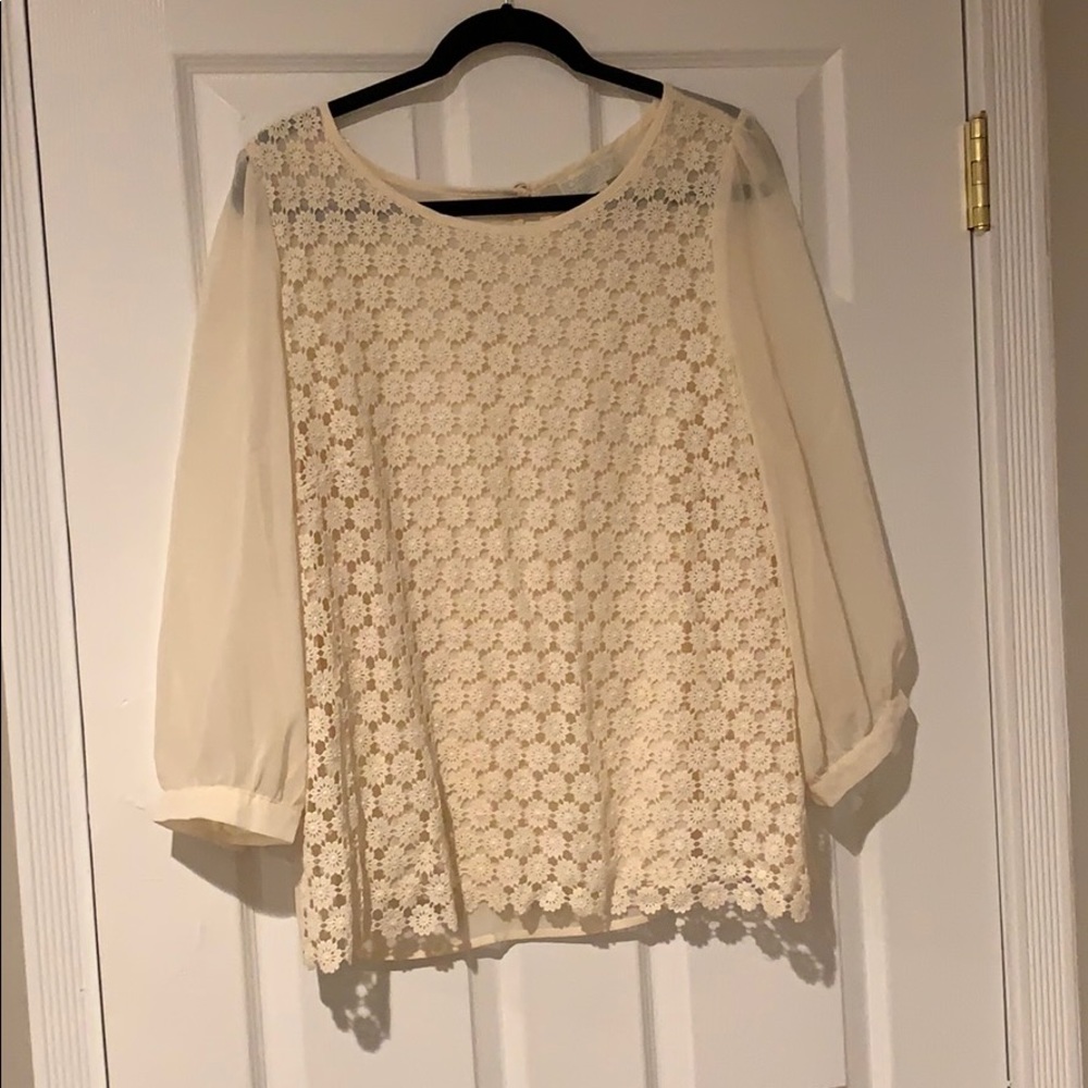 Cream lace overlay blouse